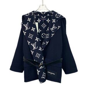 Louis Vuitton Womens Wool & Silk Monogram Belted Coat Size 34